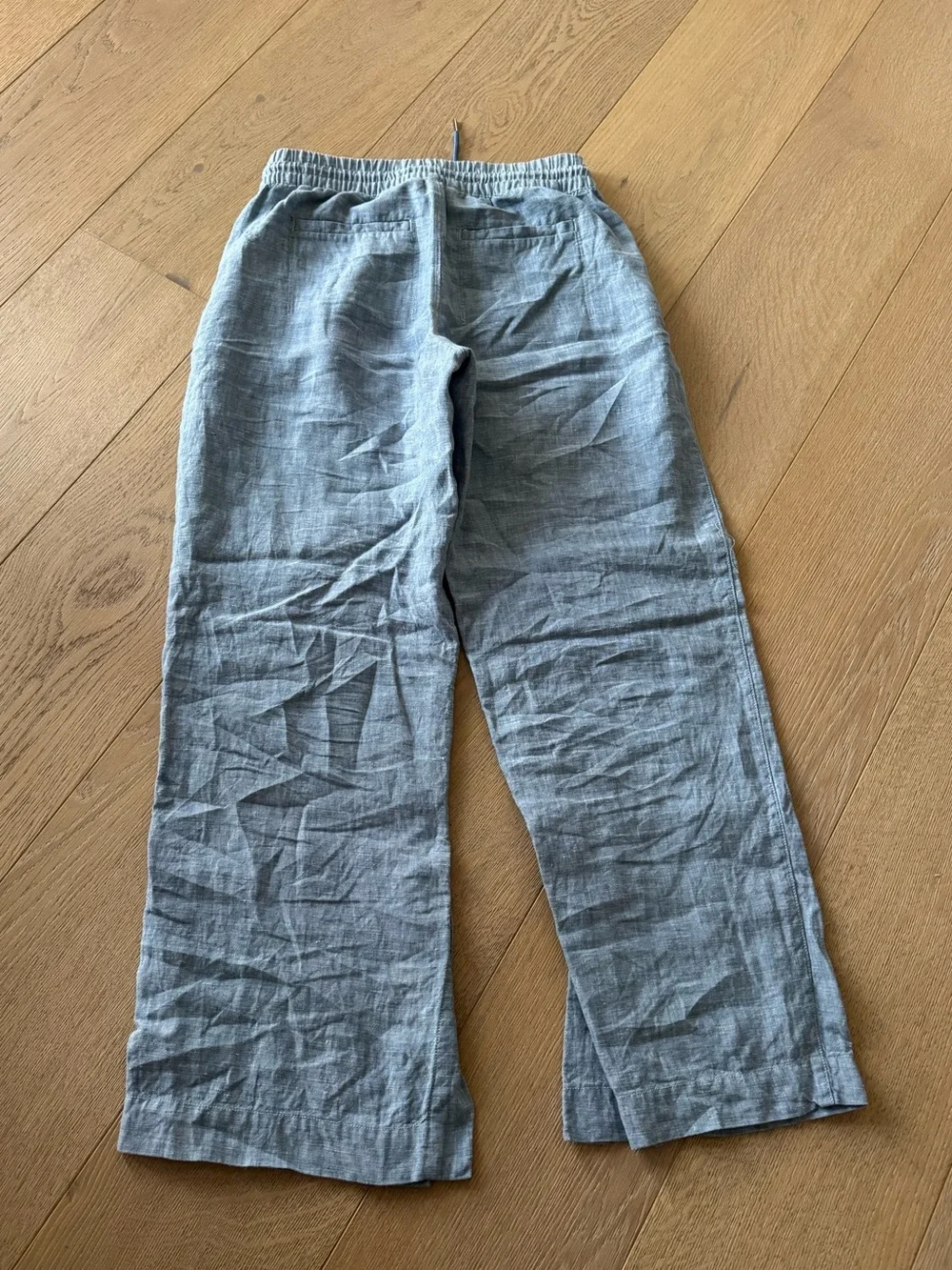 Athleta Retreat 100% Linen Wide Leg Pants Chambray Blue Size 0